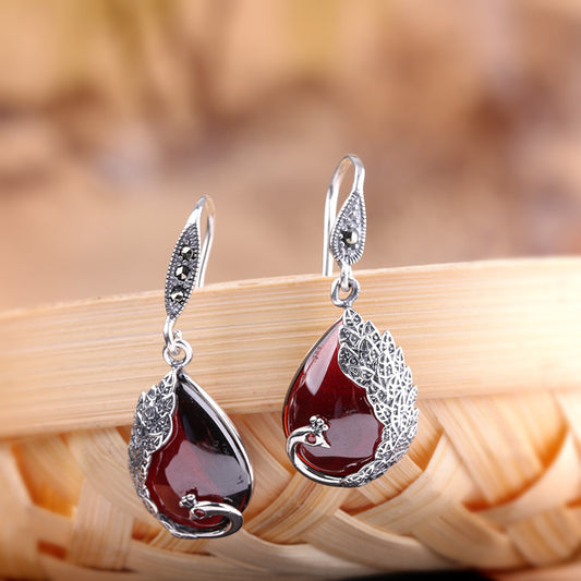 Orecchini pavone in argento