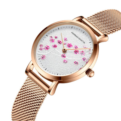 Orologio oro rosa fiore di prugna