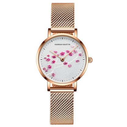 Orologio oro rosa fiore di prugna