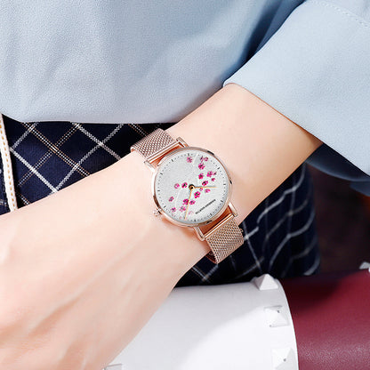 Orologio oro rosa fiore di prugna