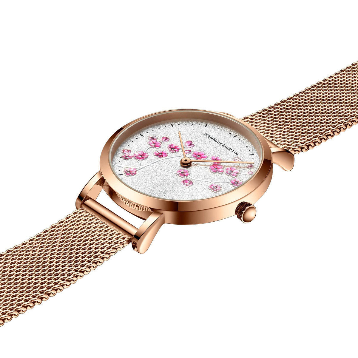 Orologio oro rosa fiore di prugna