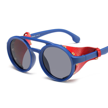 Occhiali da sole rotondi steampunk pelle