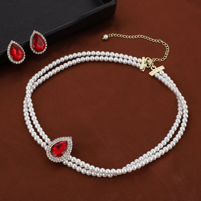 Collana perla rubino