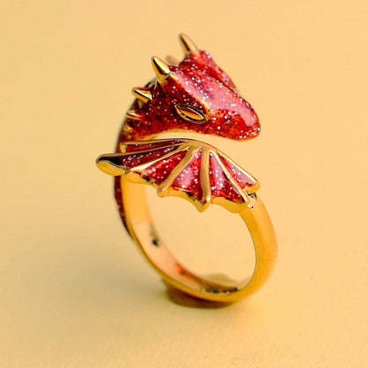 Anello drago smaltato per indice