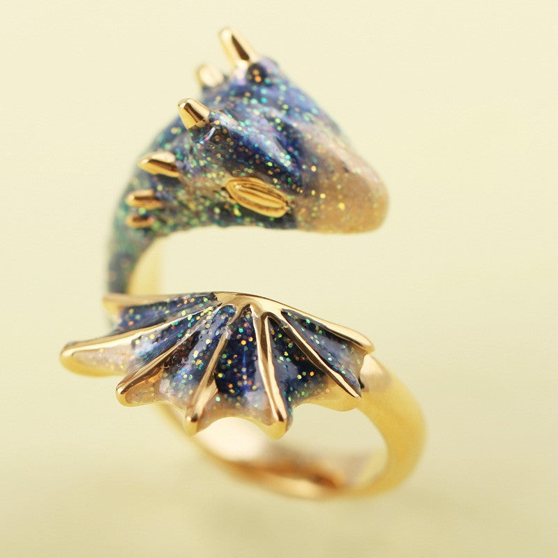 Anello drago smaltato per indice