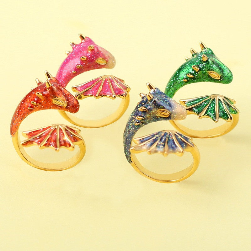 Anello drago smaltato per indice