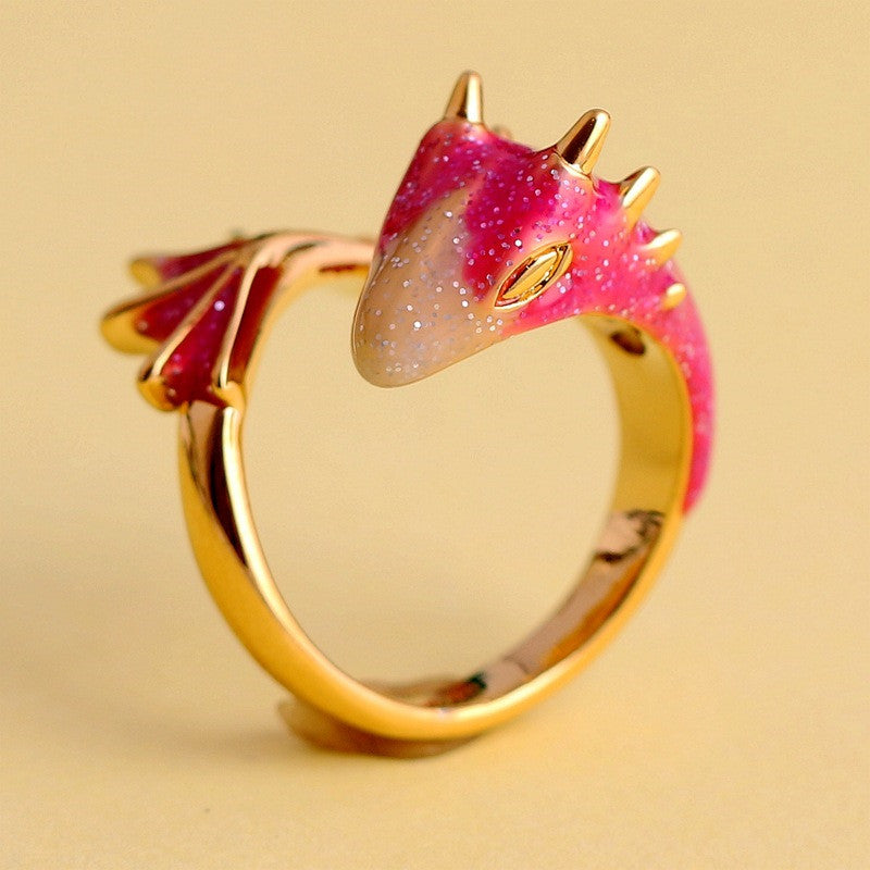 Anello drago smaltato per indice