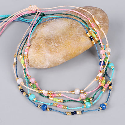Cavigliera boho perline riso