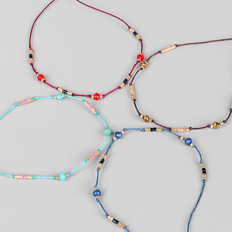 Cavigliera boho perline riso