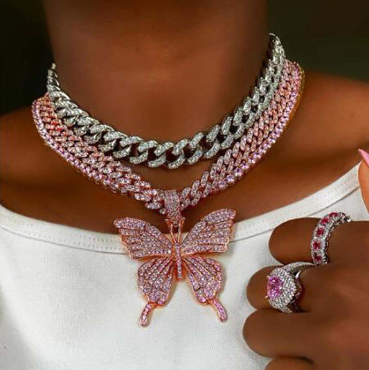 Collana farfalla zirconi lussuosa