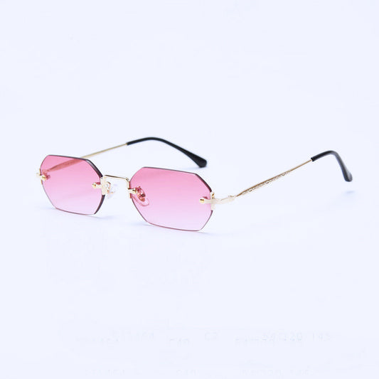 Occhiali da sole rimless poligonali
