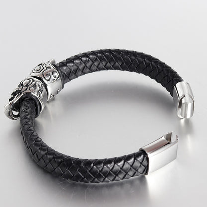Bracciale pelle teschio retrò