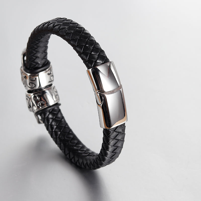 Bracciale pelle teschio retrò