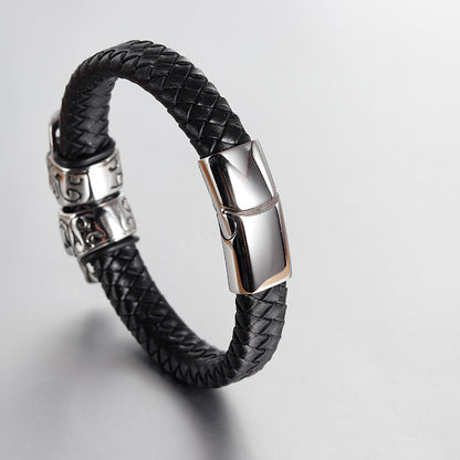 Bracciale pelle teschio retrò