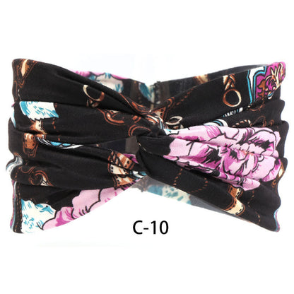 Fascia capelli cotone stampato larga