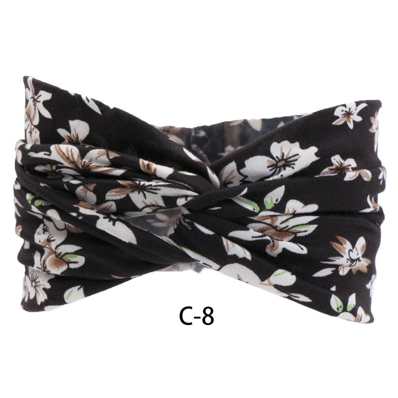 Fascia capelli cotone stampato larga