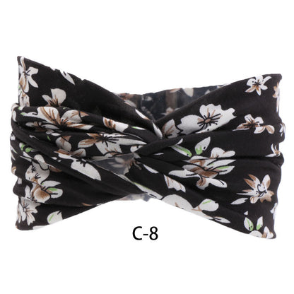 Fascia capelli cotone stampato larga