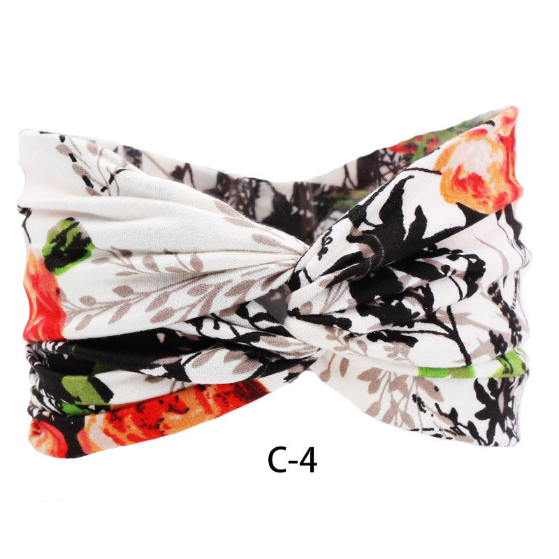 Fascia capelli cotone stampato larga