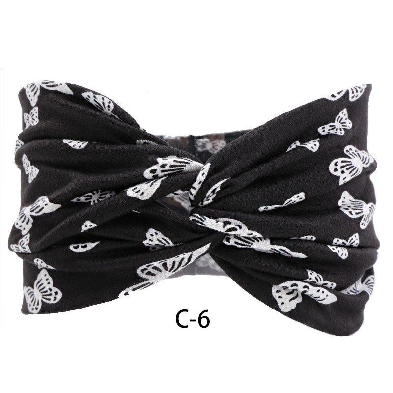 Fascia capelli cotone stampato larga