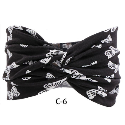 Fascia capelli cotone stampato larga