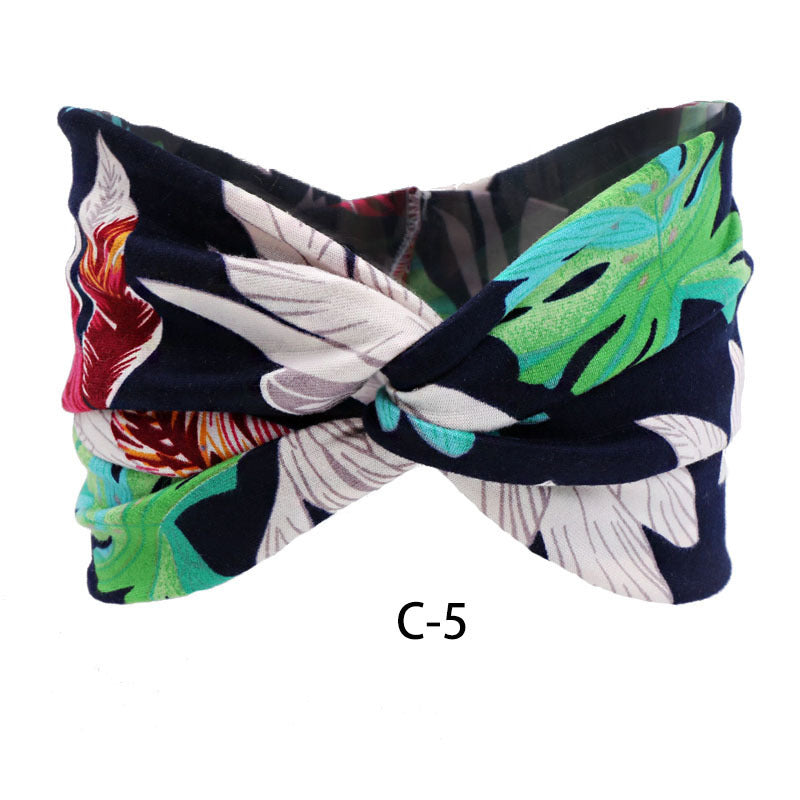 Fascia capelli cotone stampato larga