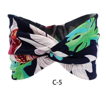 Fascia capelli cotone stampato larga