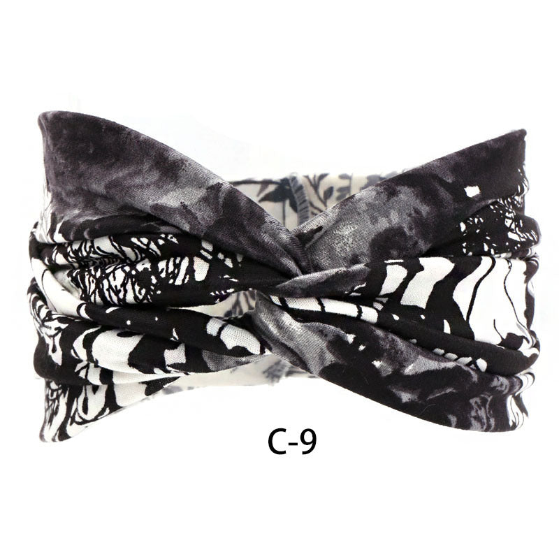 Fascia capelli cotone stampato larga