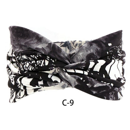 Fascia capelli cotone stampato larga