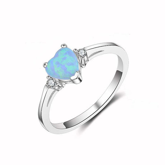 Anello Cuore Opale blu