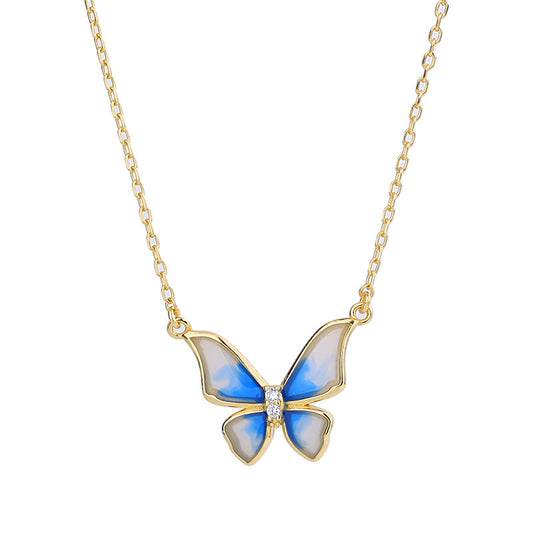 Collana farfalla blu smaltata
