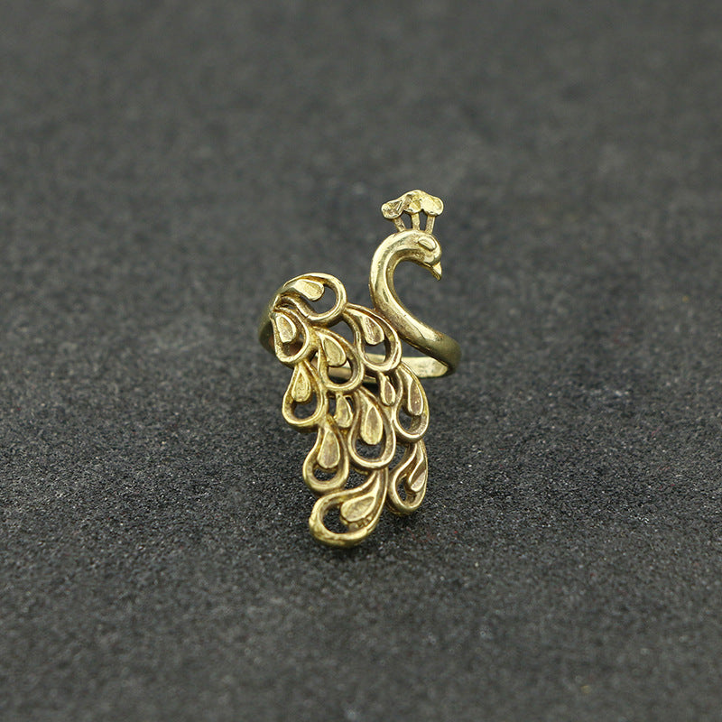 Anello pavone rame regolabile