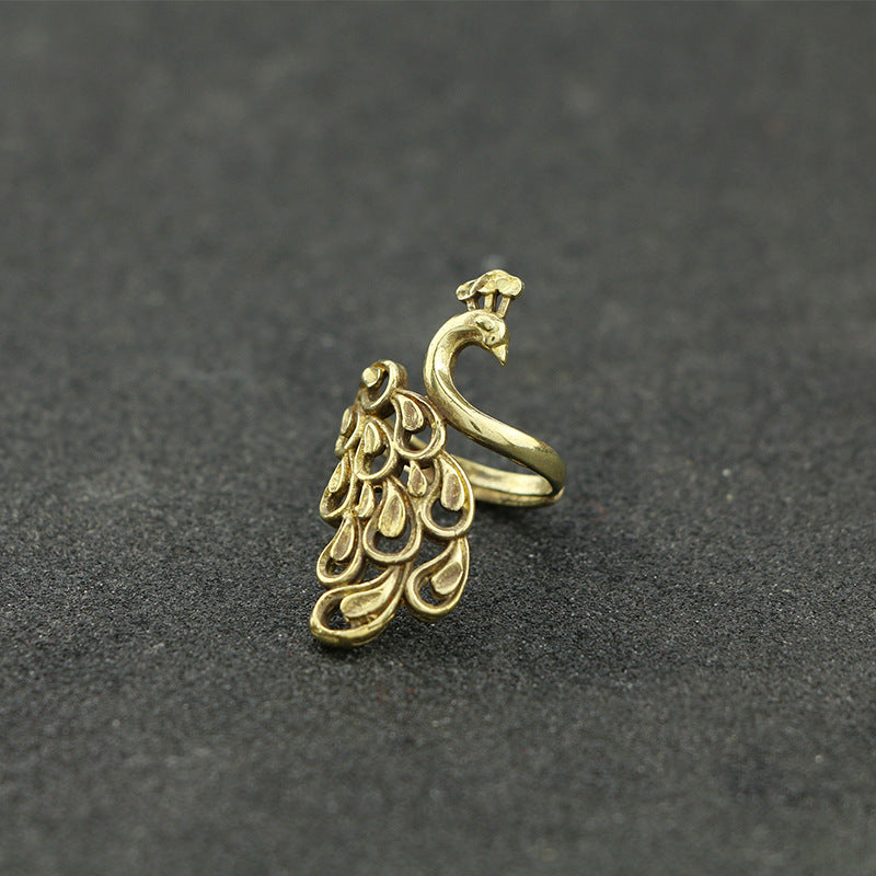 Anello pavone rame regolabile