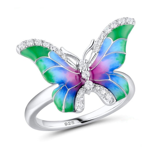 Anello farfalla colorato smalto