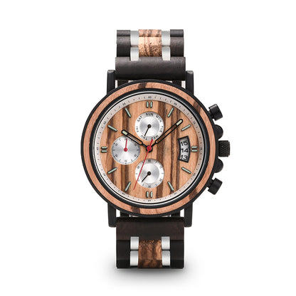 Orologio da uomo in legno luminoso