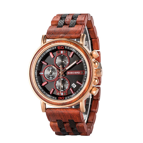 Orologio da uomo in legno luminoso