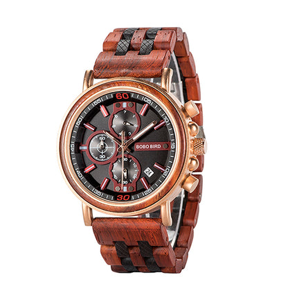 Orologio da uomo in legno luminoso