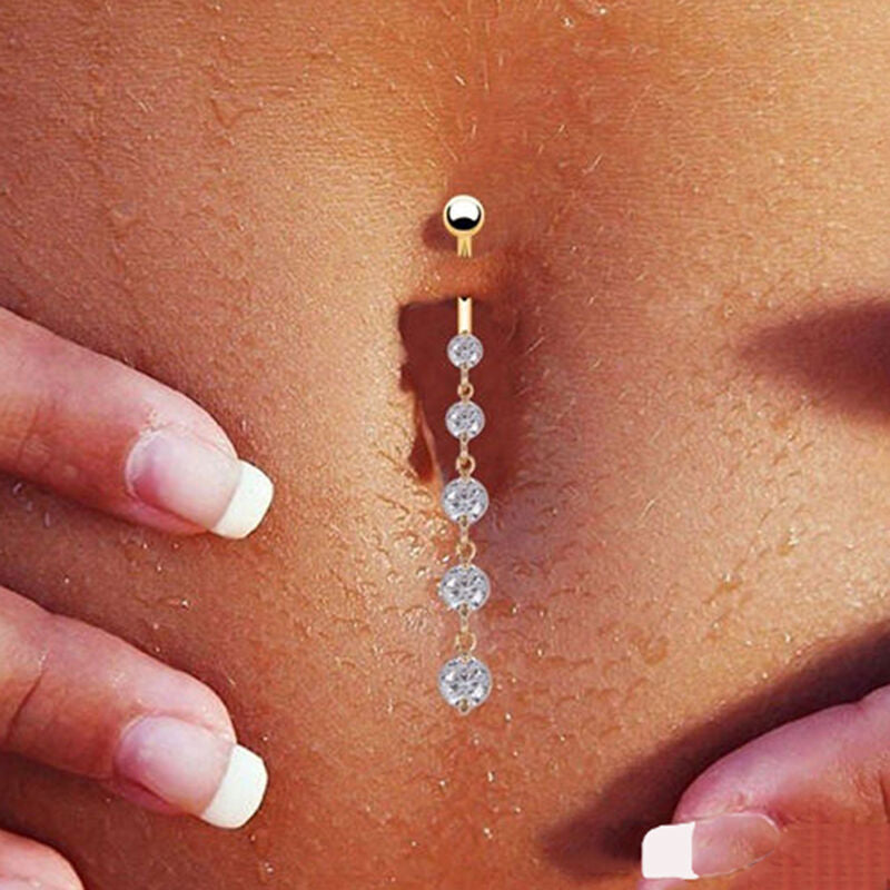Piercing ombelico zircone dorato con nappa