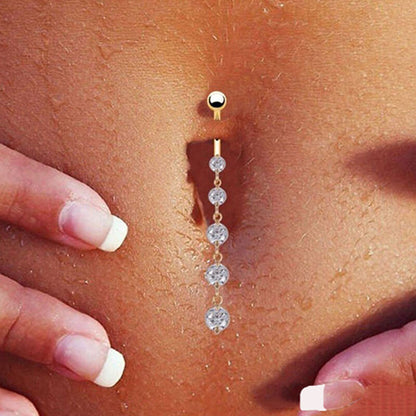 Piercing ombelico zircone dorato con nappa