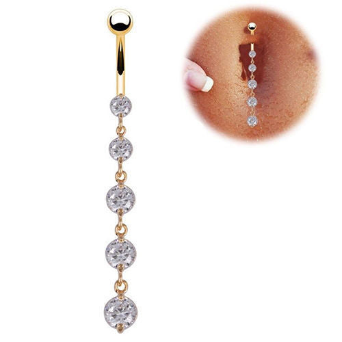 Piercing ombelico zircone dorato con nappa