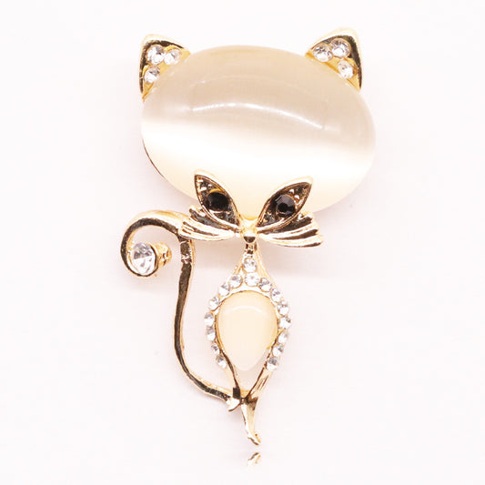 Spilla gatto con strass