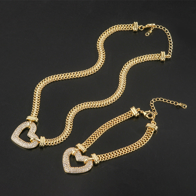 Set collana cuore dorata