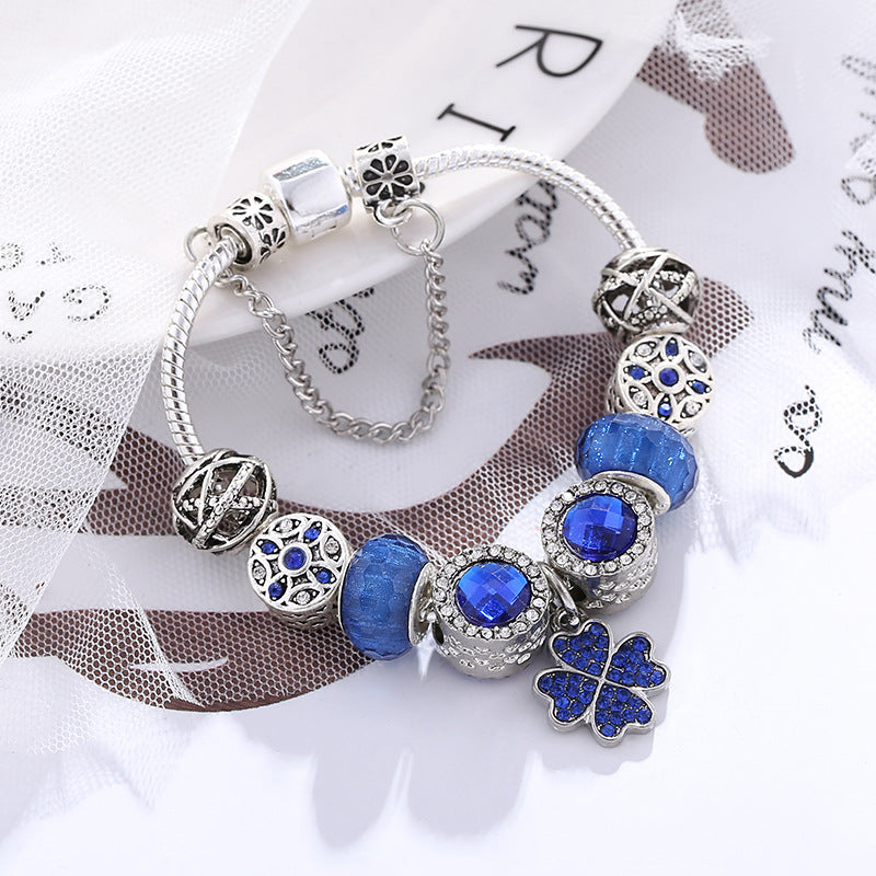 Bracciale cristallo blu con ciondolo