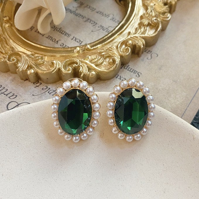 Collana smeraldo perla vintage