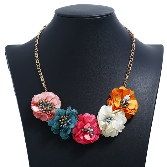 Collana stoffa fiore