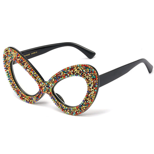 Occhiali a farfalla con strass