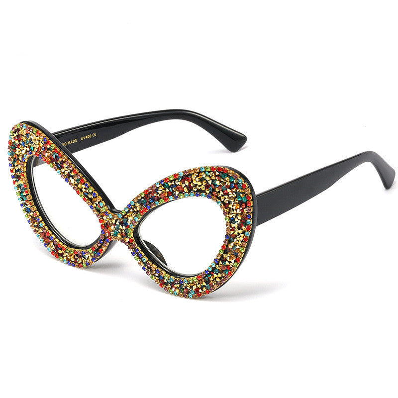 Occhiali a farfalla con strass