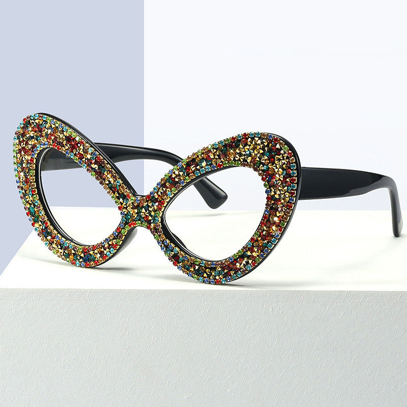 Occhiali a farfalla con strass