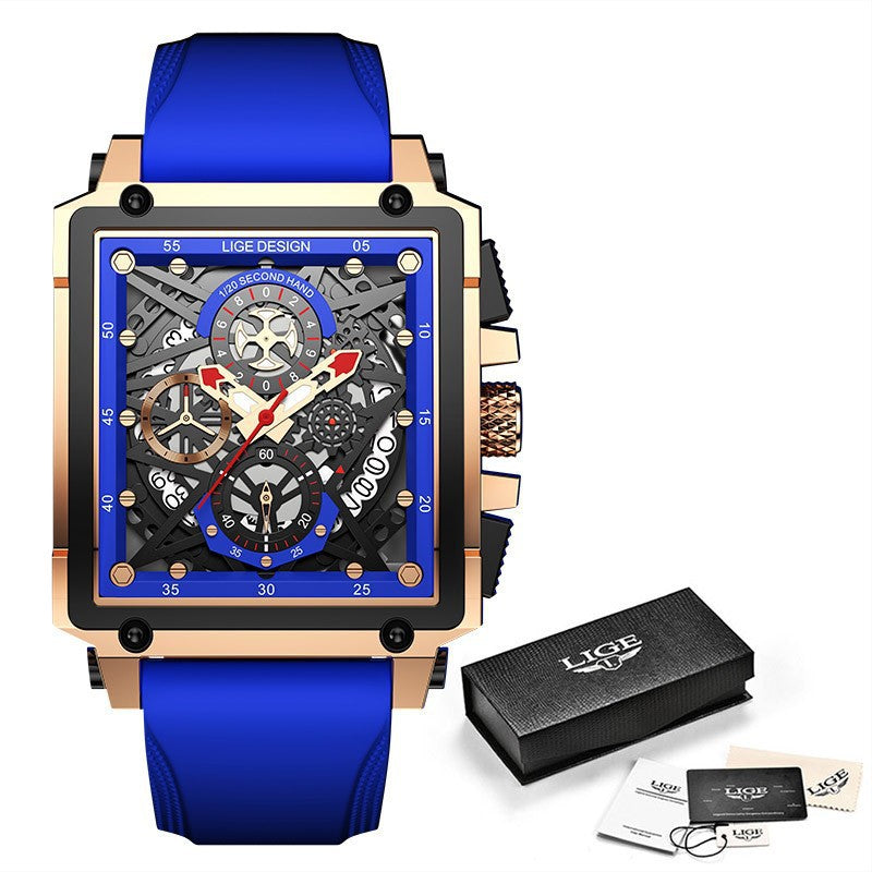 Orologio quadrato cronografo da uomo