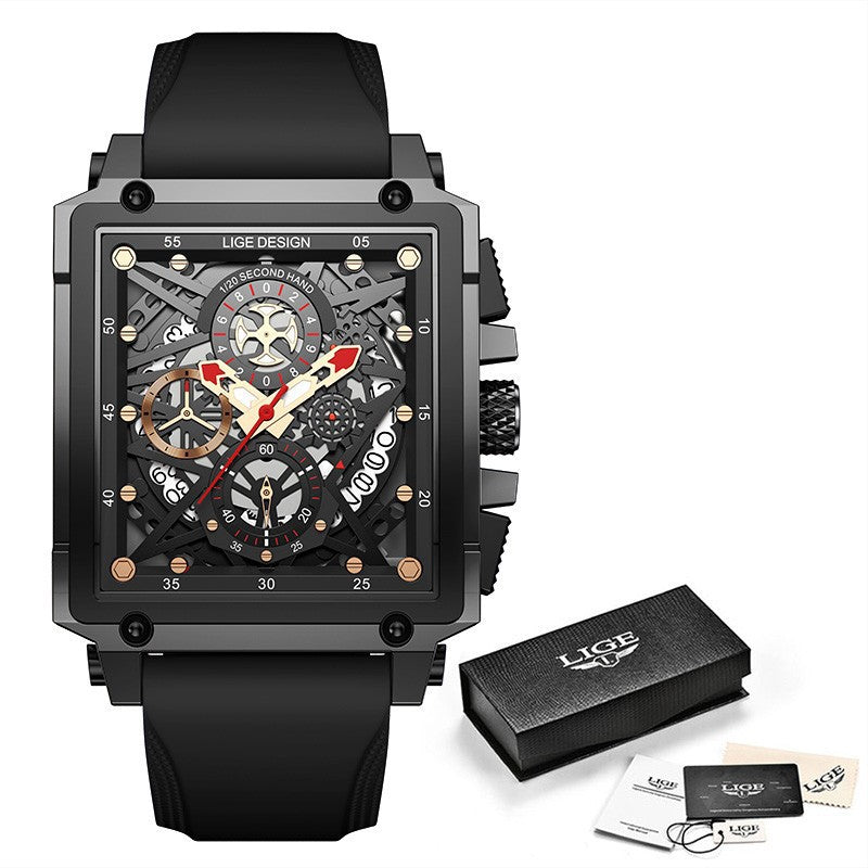Orologio quadrato cronografo da uomo