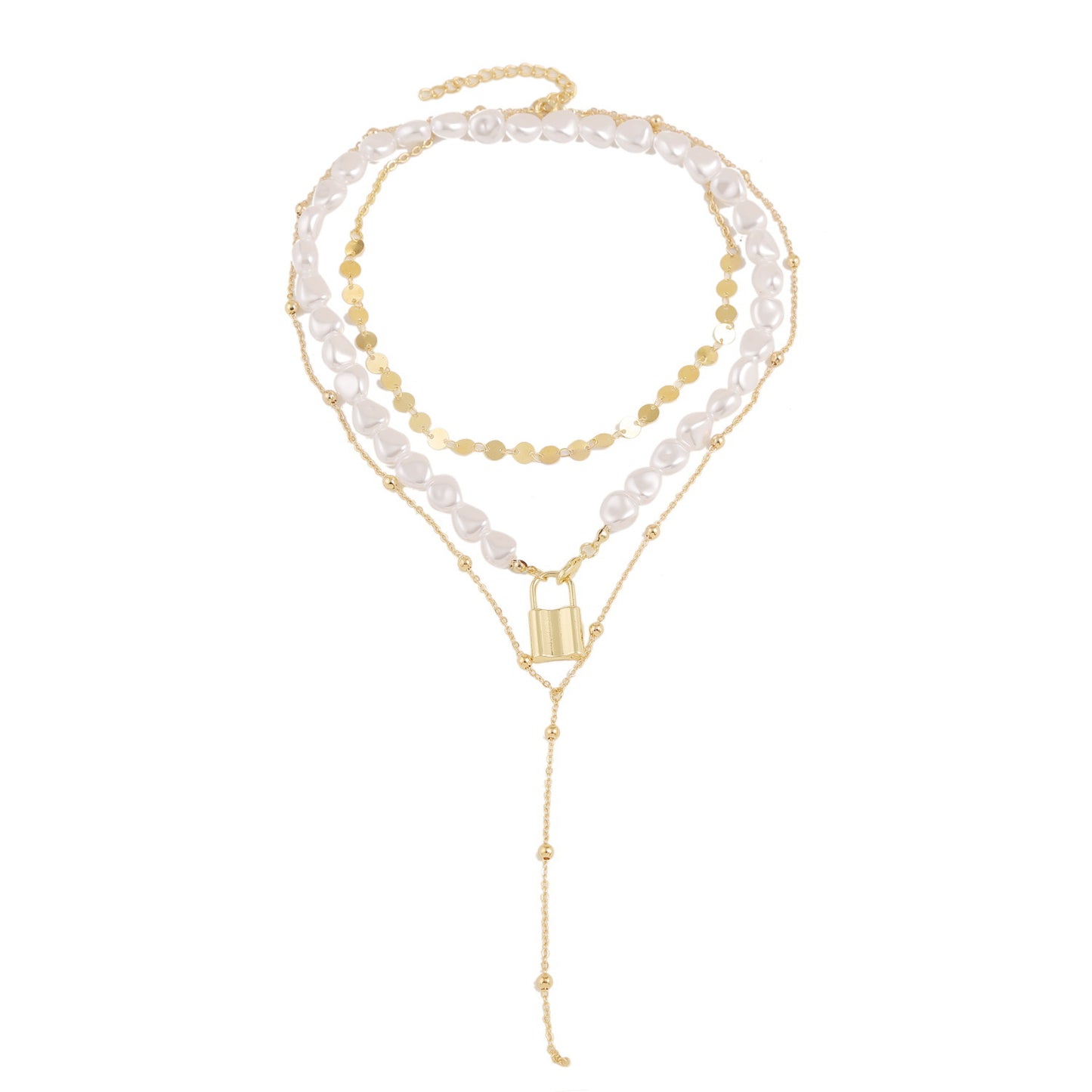 Collana perla naturale multifilo con moneta